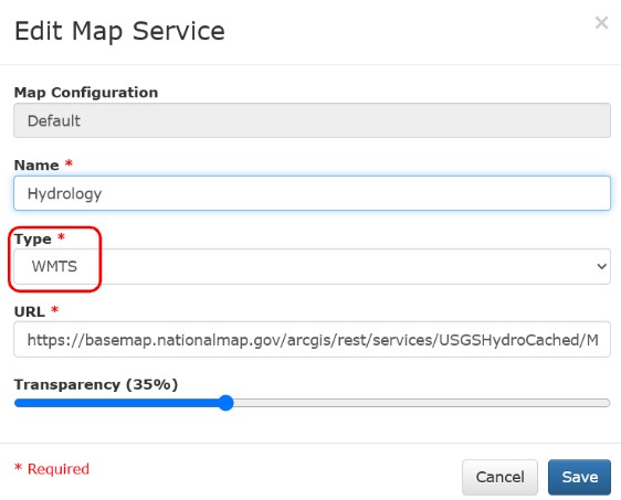 WMTS map services
